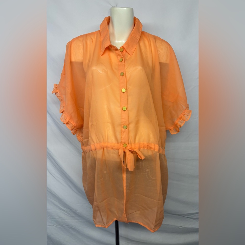 NWT 2X Sheer Orange Us Together Blouse